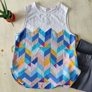Everly white geometric pattern sleeveless top